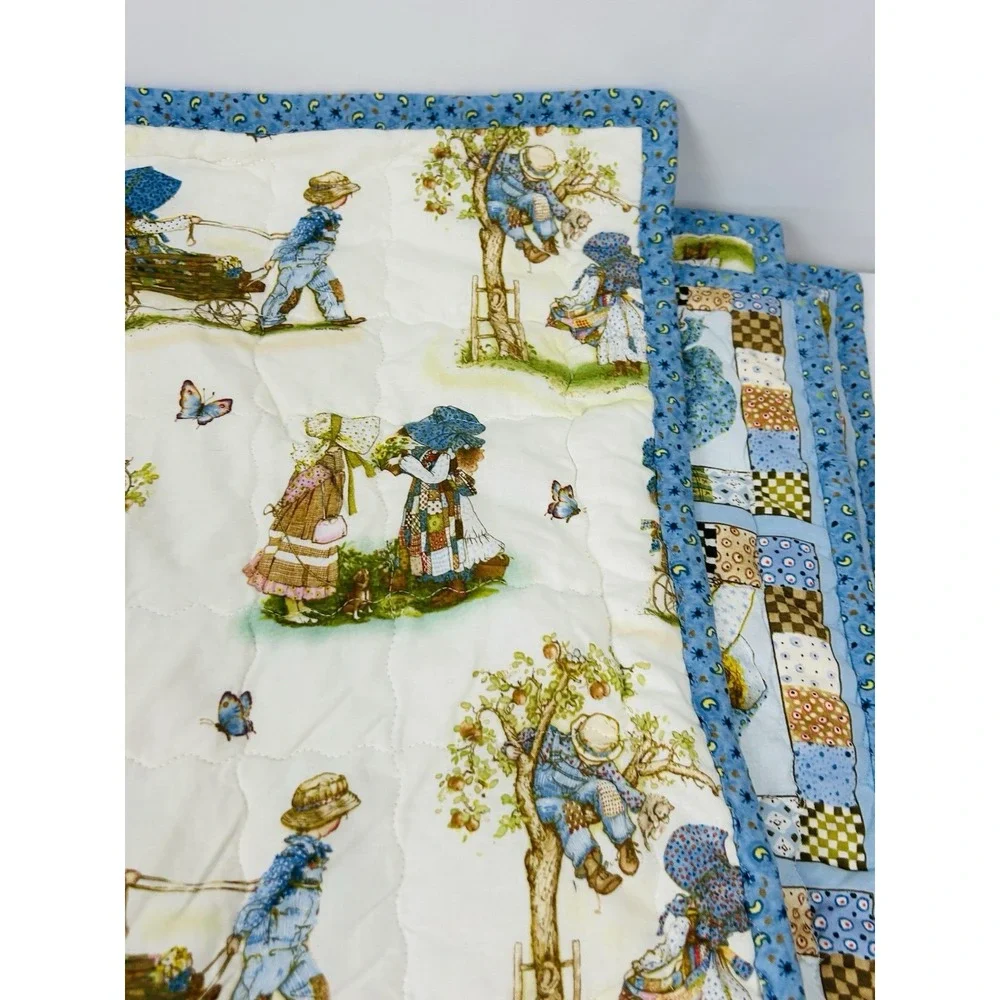 Handmade Quilt Holly Hobbie & Pillow Cases Lines Full Double 82 x 92